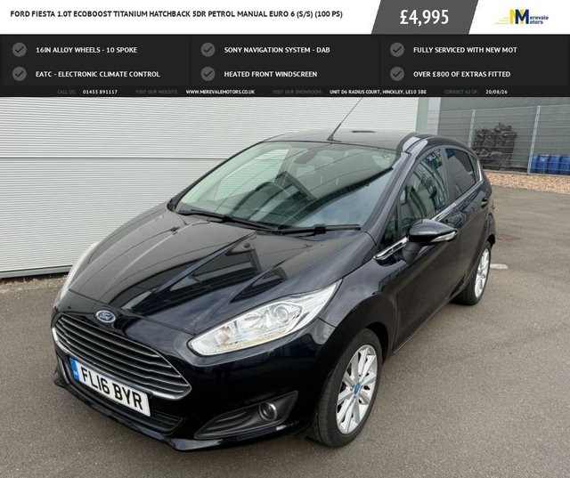 2016 FORD FIESTA 1.0T ECOBOOST TITANIUM HATCHBACK 5DR PETROL MANUAL EURO 6 S S 100... photo
