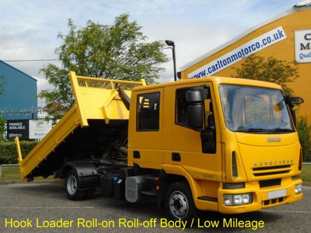 2008 58 Iveco-Ford Eurocargo  D/Crew Cab Hook Loader Roll On- Off Demount Body, Low Mileage Free UK Delivery 