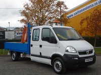 USED 2010 10 VAUXHALL MOVANO 3500 Lwb D/Cab Dropside Hydraulic Remote Crane+ Low Mileage 9,478 Free UK Delivery, 
